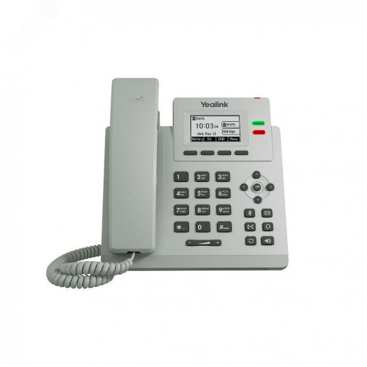 Телефон IP начального уровня  с 2-мя линиями, поддержка PoE, цвет светло-серый