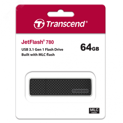 Флеш накопитель 64GB JetFlash 780, USB 3.1 Gen 1, выдвижной, черный, серебристый