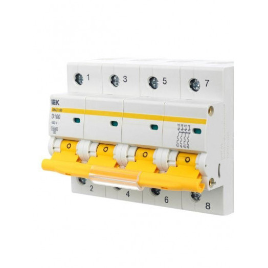 Выключатель автоматический модульный 4п D 100А 10кА ВА47-100 KARAT IEK MVA40-4-100-D
