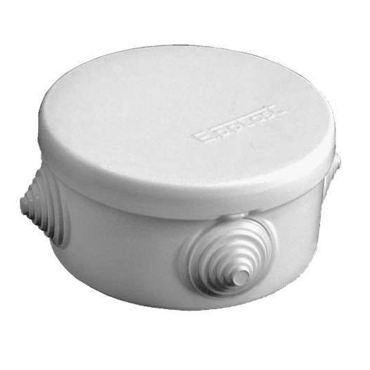 Коробка распределительная ОП d90х45мм IP54 4 выхода 4 гермоввода крышка защелкивающаяся сер. Epplast 140142