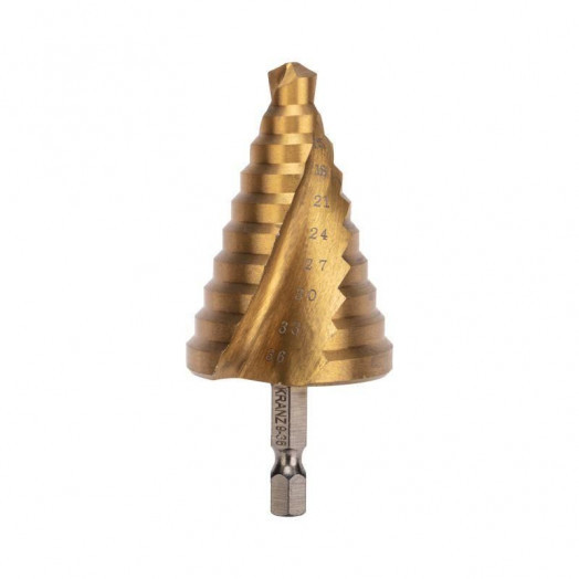 Сверло по металлу ступенчатое 9.0-36.0мм "ТИТАН" Kranz KR-12-6614