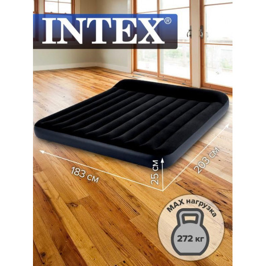 Матрас надувной 183х203х25см с подголовником (64144) INTEX 6941057413563