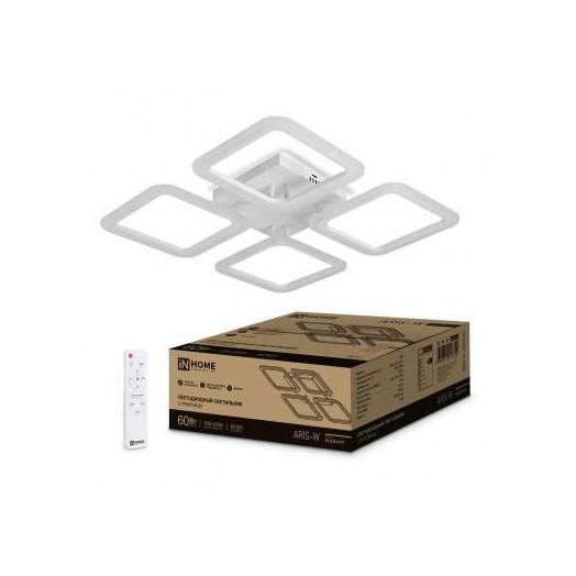 Светильник светодиодный ELEGANT ARIS-W 60Вт 3000-6500К 4700лм 230В 450х450х75мм с пультом ДУ бел. IN HOME 4690612043340