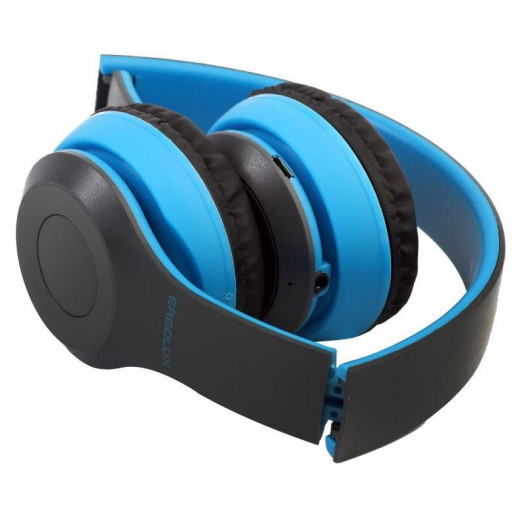 Наушники накладные с микрофоном беспроводные ELX-BTHP01-C06 FM MP3 коробка син. ERGOLUX 15357