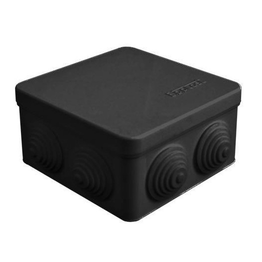 Коробка распределительная ОП 105х105х56мм IP54 7 выходов 4 гермоввода крышка защелкивающаяся материал – полипропилен черн. Epplast 100015