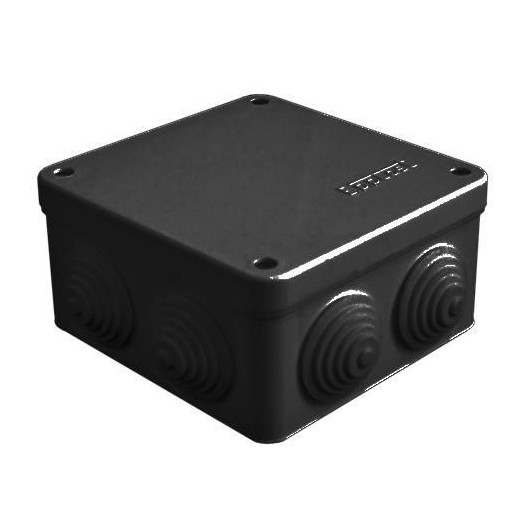 Коробка распределительная ОП 105х105х56мм IP54 7 выходов 4 гермоввода крышка на винтах материал - полипропилен черн. Epplast 110045