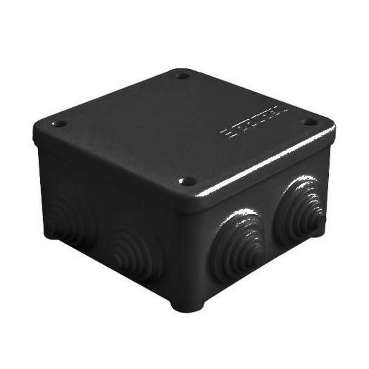 Коробка распределительная ОП 85х85х45мм IP54 7 выходов 3 гермоввода. крышка на винтах материал - полипропилен черн. Epplast 130115