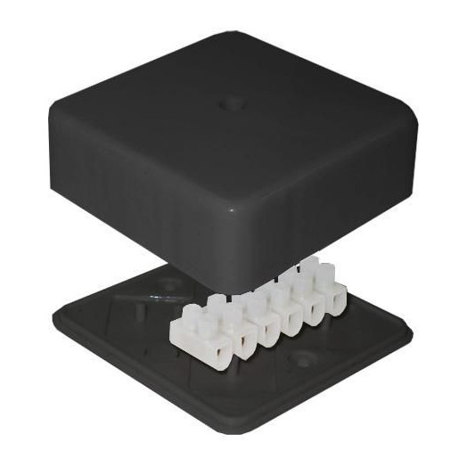 Коробка распределительная ОП 78х78х30мм 6 выходов 10А 6 контактов крышка с винтовым креплением клеммный зажим материал – полипропилен IP41 черн. Epplast 170221