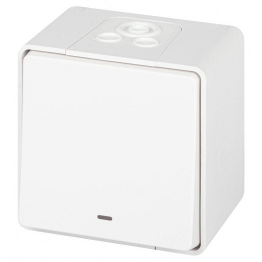 Выключатель Эксперт 11-1502-01 с подсветкой IP55 10АХ-250В ОУ бел. Эра Б0063305