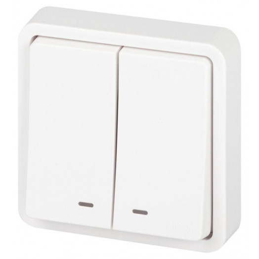 Выключатель Эксперт 11-1525-01 двойн. с подсветкой IP55 10АХ-250В СУ бел. Эра Б0063304