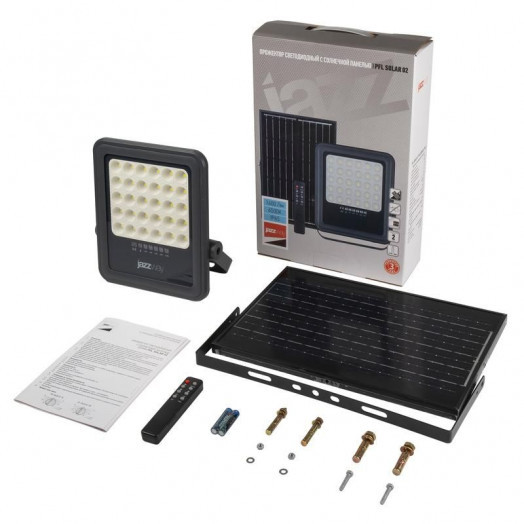 Прожектор светодиодный PFL SOLAR 02 100 6500К GR IP65 ДО с солнечн. панелью и пультом Pro+ JazzWay 5058477