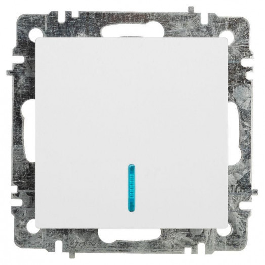 Выключатель 1-кл. СП Accent 6-102-01 10А IP20 250В с подсветкой AL/CU бел. Intro Б0063445