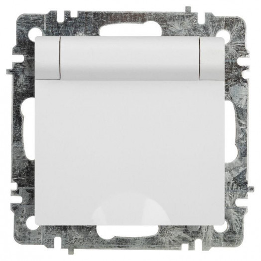 Розетка 1-м СП Accent 6-203-01 16А IP20 250В 2P+E Schuko с крышкой AL/CU бел. Intro Б0063709