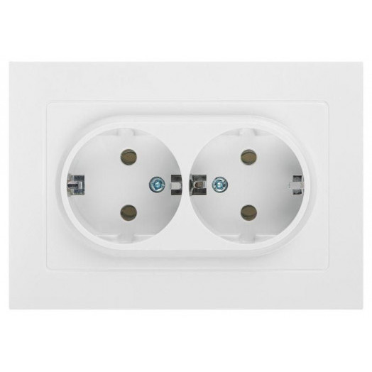 Розетка 2-м СП Accent 6-205-01 16А IP20 250В 2P+E Schuko AL/CU бел. Intro Б0063485