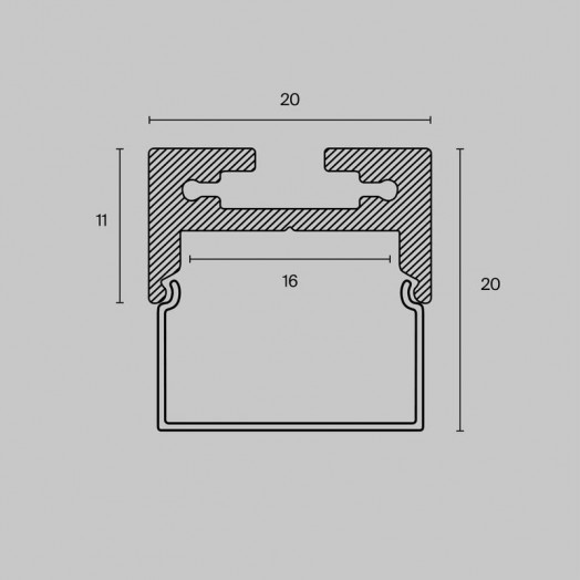 Профиль алюминиевый накладной-подвесной 20х20 Maytoni ALM-2020B-S-2M