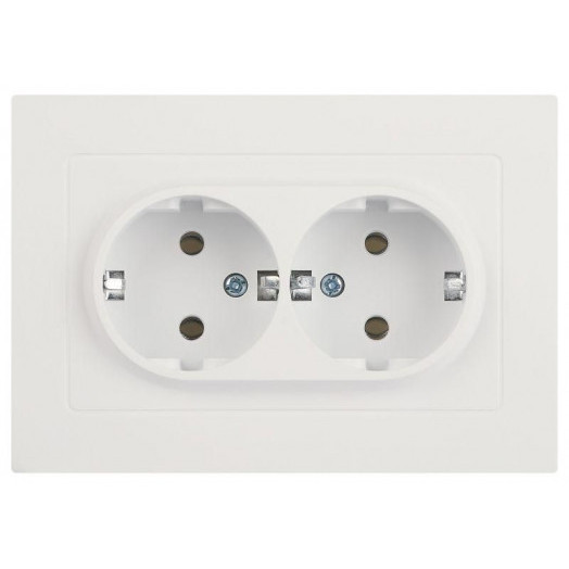 Розетка 2-м СП Accent 6-205-01М 16А IP20 250В 2P+E Schuko AL/CU бел. матов. Intro Б0063487