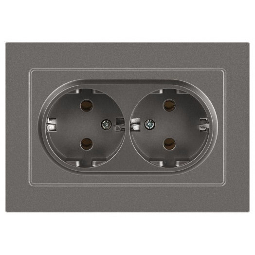 Розетка 2-м СП Accent 6-205-09 16А IP20 250В 2P+E Schuko AL/CU титан Intro Б0063500