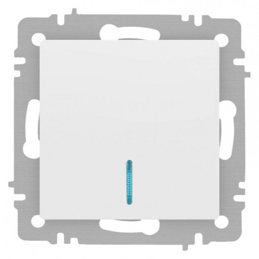 Выключатель 1-кл. СП Accent 6-102-01М 10А IP20 250В с подсветкой AL/CU бел. матов. Intro Б0063466