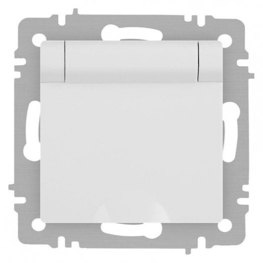 Розетка 1-м СП Accent 6-203-01М 16А IP20 250В 2P+E Schuko с крышкой бел. матов. Intro Б0063713