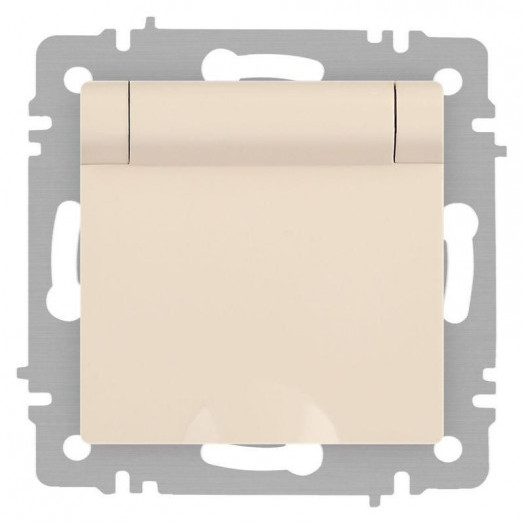 Розетка 1-м СП Accent 6-203-02 16А IP20 250В 2P+E Schuko с крышкой сл.кость Intro Б0063716