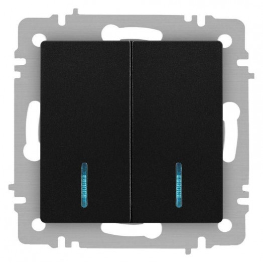 Выключатель 2-кл. СП Accent 6-105-05 10А IP20 250В с подсветкой AL/CU антрацит Intro Б0063516