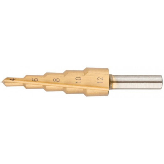 Сверло ступенчатое HSS по металлу 5 ступеней 4-12мм MOS 36381М