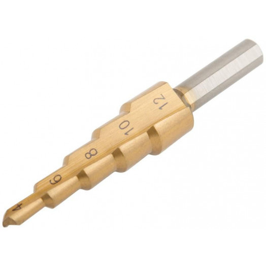 Сверло ступенчатое HSS по металлу 5 ступеней 4-12мм MOS 36381М