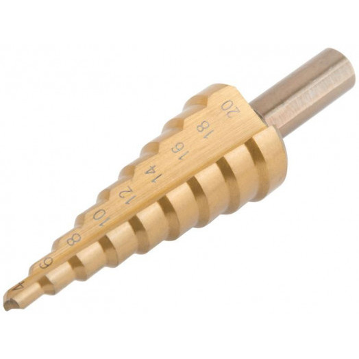 Сверло ступенчатое HSS по металлу 9 ступеней 4-20мм MOS 36382М