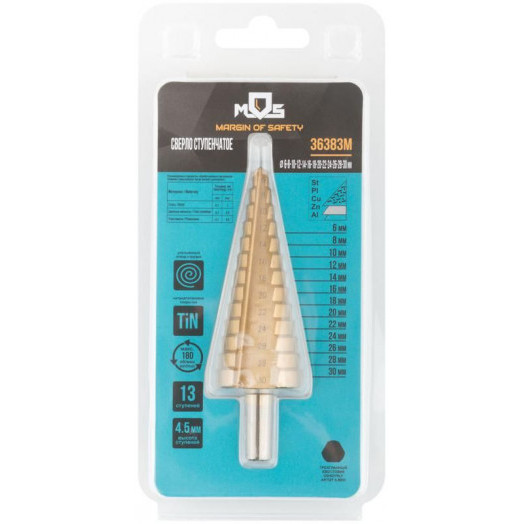 Сверло ступенчатое HSS по металлу 13 ступеней 6-30мм MOS 36383М