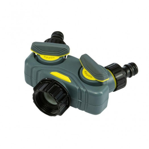 Разветвитель 2-х канальный на кран 1/2дюйм-3/4дюйм ЧЕТЫРЕ СЕЗОНА 62-0223-F