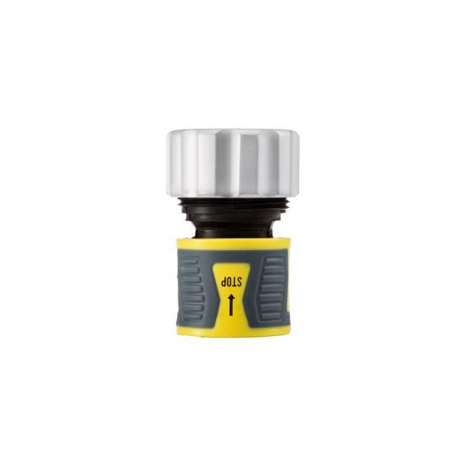 Коннектор для шланга быстросъемный 3/4дюйм с аквастопом с зажимной шайбой из цинка ЧЕТЫРЕ СЕЗОНА 62-0307-F