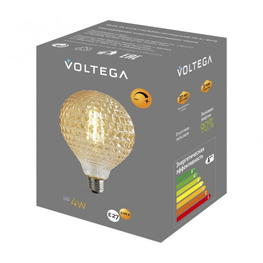 Лампа светодиодная Loft Led YX-G125175LK2F 4Вт 2200К E27 DIM Voltega 8576
