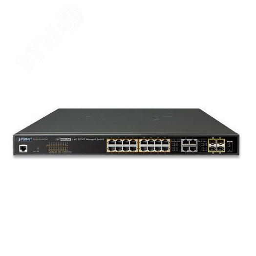 Коммутатор управляемый PoE 16 портов 10/100/1000 Мб/с 4хSFP, 400 Вт