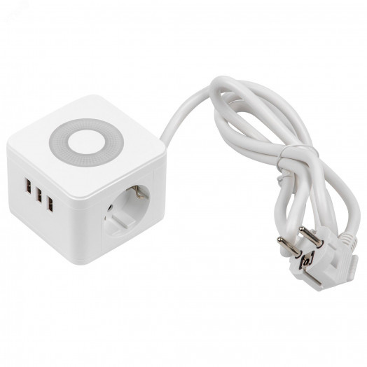Удлинитель серии Standard c с заземлением  шнур 1,5м 2 гнезда 3 USB 16А Белый ТМ Uniel S-GCD2-1,5SBU WHITE