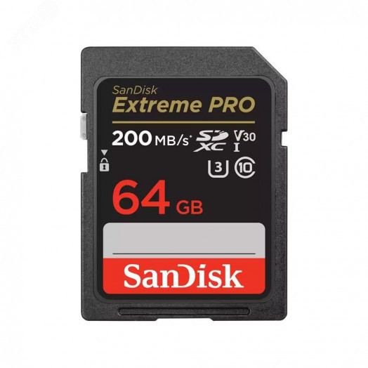 Карта памяти 64GB SD Extreme Pro UHS I, SDXC, 200 МБ/с, Class 10