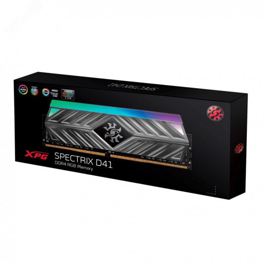 Модуль памяти 16GB XPG SPECTRIX D41, DIMM DDR4, 3600 МГц, 28800 Мб/с, RGB
