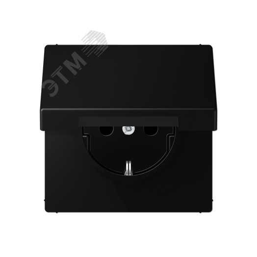 Розетка SCHUKO с крышкой, термопласт, черный      матовый