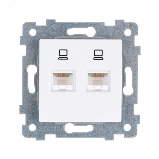 АКСИОМА Механизм розетки низковольтной ПК/ПК 2 гнезда скр.уст. РКТ2-466, белый