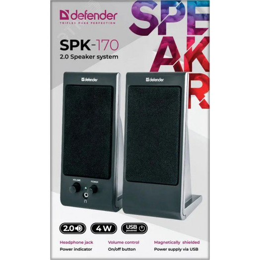 Колонки 2.0 SPK-170 4 Вт, питание от USB, черный