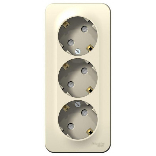 Розетка 3-м ОП Blanca 16А IP20 250В с заземл. защ. шторки с изолир. пластиной молоч. SE BLNRA011312