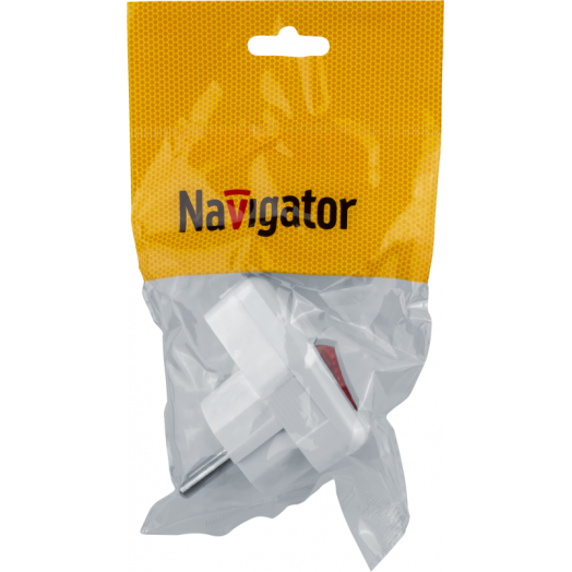 Вилка угловая 61 364 NCA-PL05-16A-ESC-WH с заземл. с выкл. бел. Navigator 61364