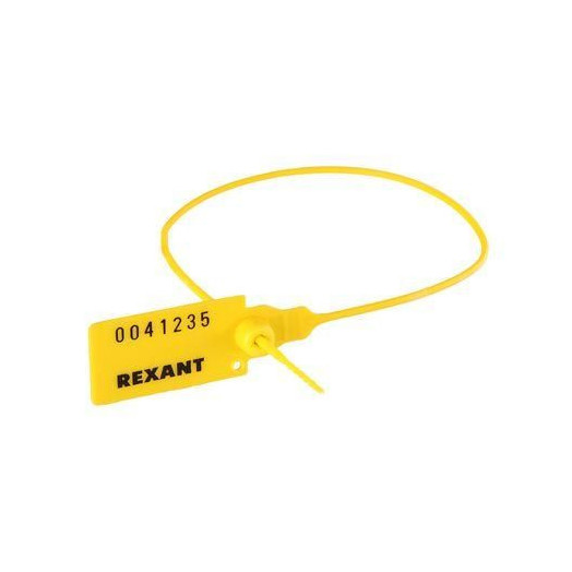 Пломба пластиковая номерная 350мм желт. Rexant 07-6132