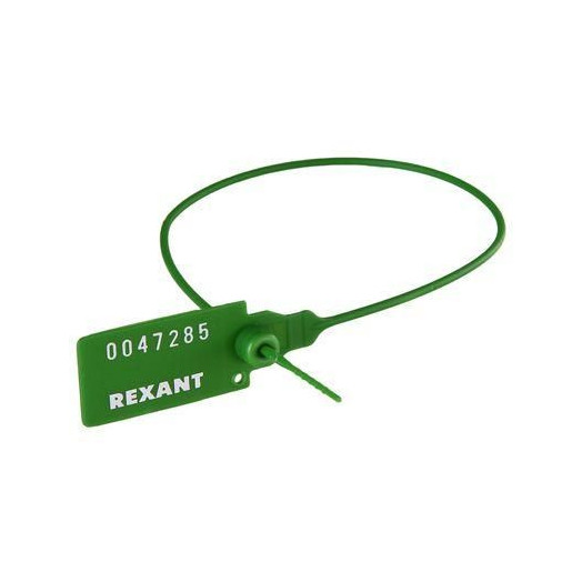 Пломба пластиковая номерная 350мм зел. Rexant 07-6133