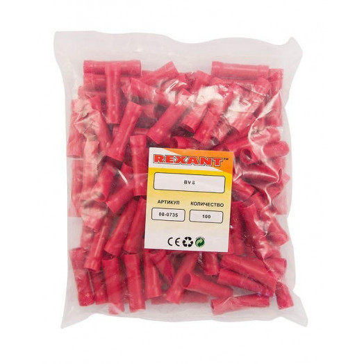 Гильза соединительная изолированная L-21мм 6-10кв.мм ГСИ 10/ГСИ 6.0-10.0 красн. (уп.100шт) Rexant 08-0735