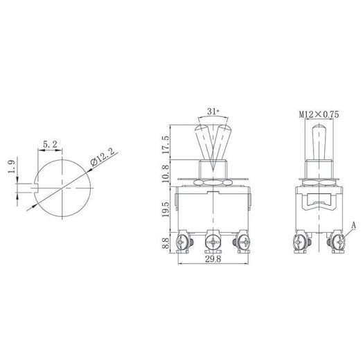 Тумблер 250В 15А (6c) ON-ON 2п (KN-202) блист. Rexant 06-0327-B
