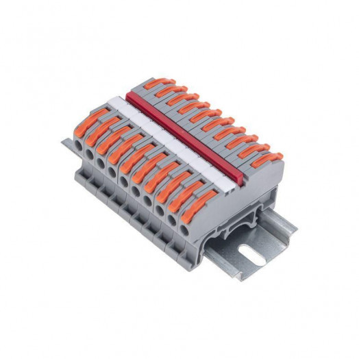 Клемма строительно-монтажная СМК проходная 222-421D 1п 0.08-4кв.мм с креплением на DIN-рейку сер. (уп.5шт) Rexant 07-6263-1-05