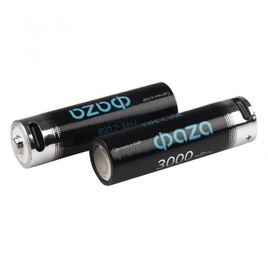 Аккумулятор литиевый AA 1.5В Li-Ion 3000мВт.ч 2000мА.ч зарядка от Type-C шнур в комплекте BL-2 (уп.2шт) ФАZА 5061576