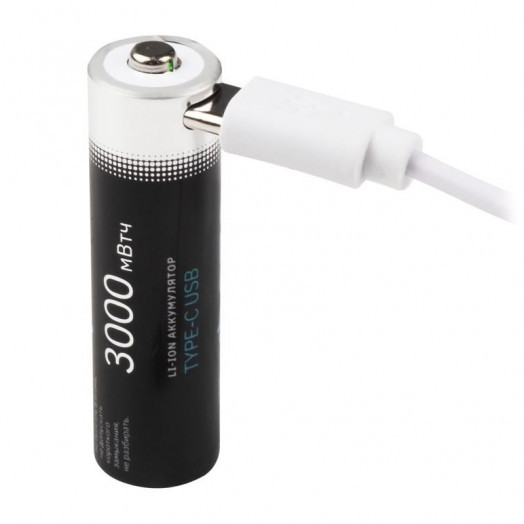 Аккумулятор литиевый AA 1.5В Li-Ion 3000мВт.ч 2000мА.ч зарядка от Type-C шнур в комплекте BL-4 (уп.4шт) ФАZА 5061606