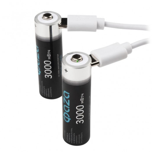 Аккумулятор литиевый AA 1.5В Li-Ion 3000мВт.ч 2000мА.ч зарядка от Type-C шнур в комплекте BL-4 (уп.4шт) ФАZА 5061606