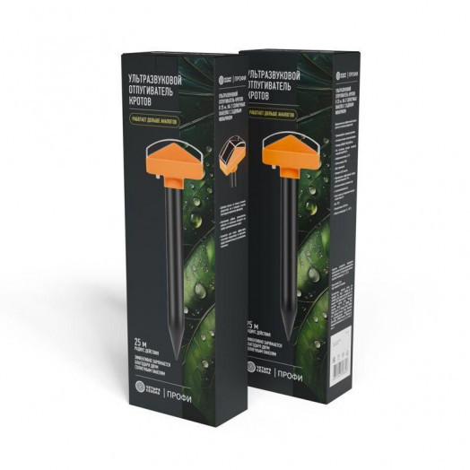 Отпугиватель кротов ультразвуковой R=25м на 2 солнечн. панелях с садовым фонариком ЧЕТЫРЕ СЕЗОНА 71-0097-F